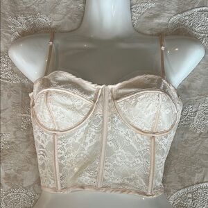 Zara Cream Lace Bra with Boning Details